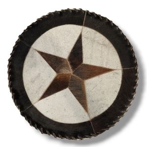 PREMIUM HORSE COW HIDE CIRCULAR TABLE TOPPER CENTERPIECE STAR WESTERN DECOR